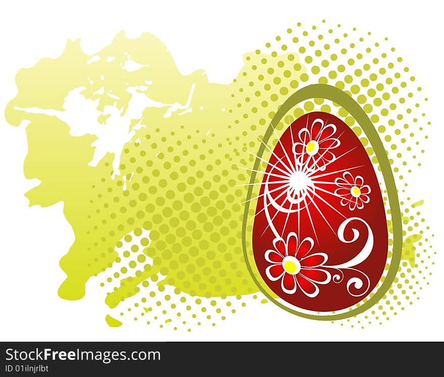 Easter egg with floral pattern on a green grunge background. Easter egg with floral pattern on a green grunge background.