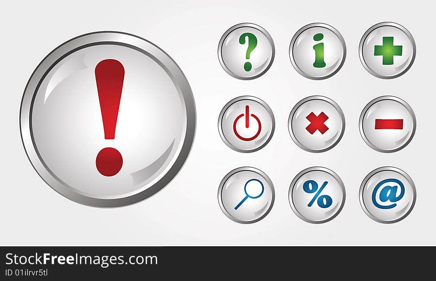 Vector glossy buttons on grey background