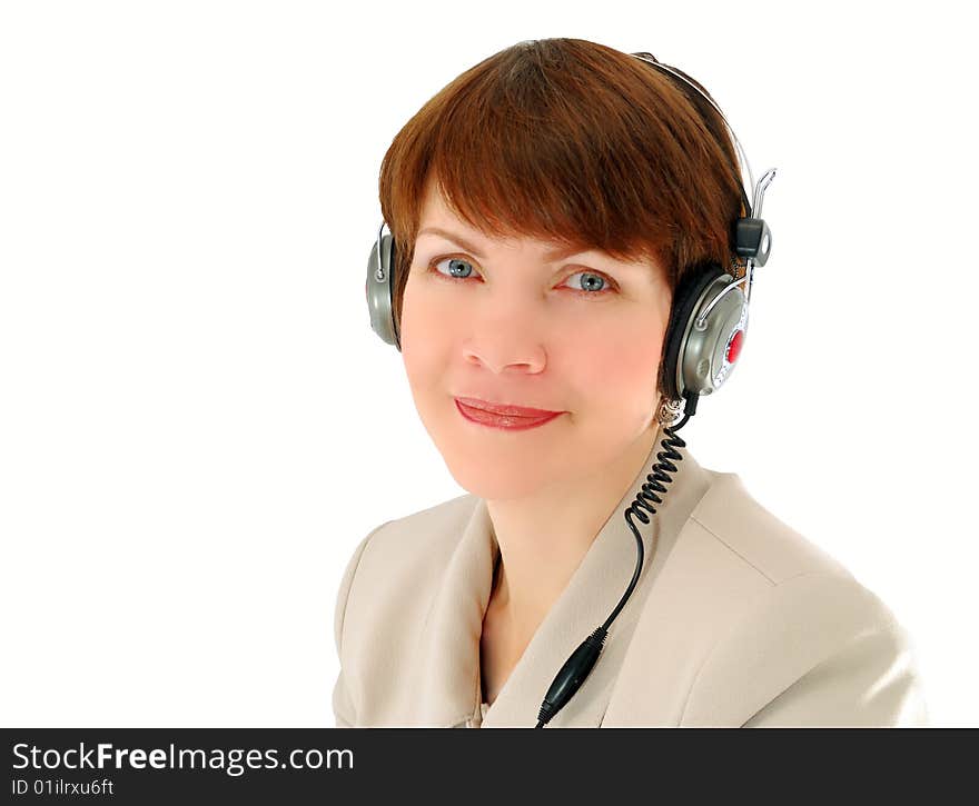 Portrait of woman with headphones. Portrait of woman with headphones