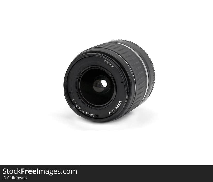 Lens isolated close up over white