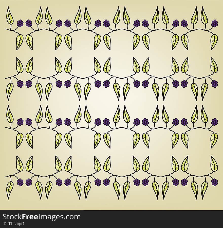 Floral Style Pattern of a Berries and Leaves