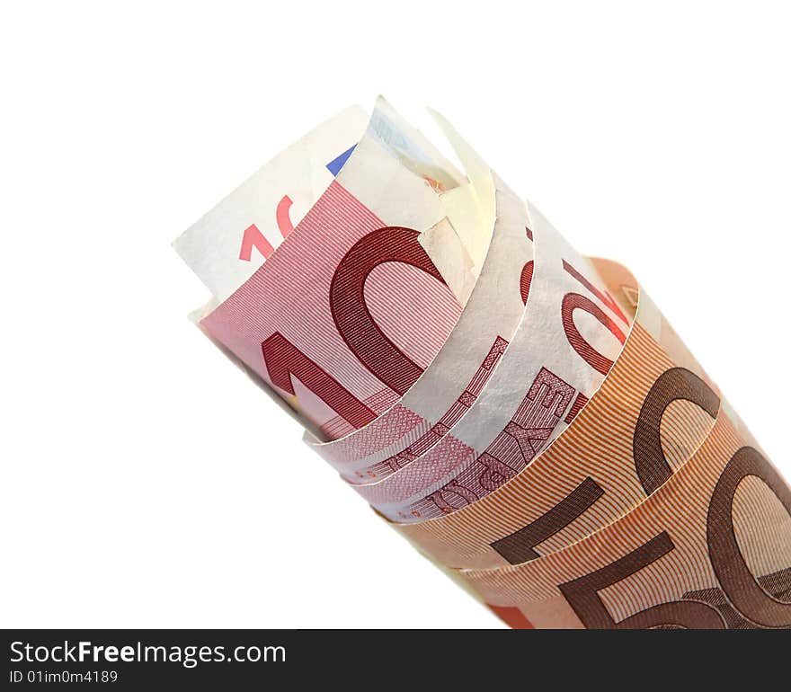 Bunch of banknotes on white background