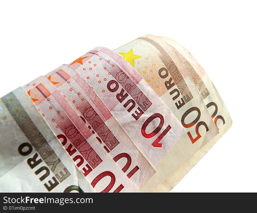 Bunch of banknotes on white background