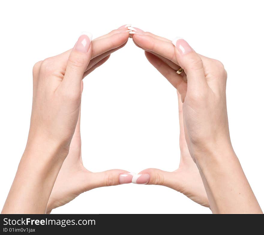 Hands isolated on white background - copy space