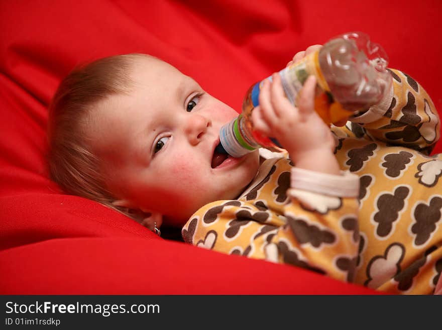 Baby girl drinking