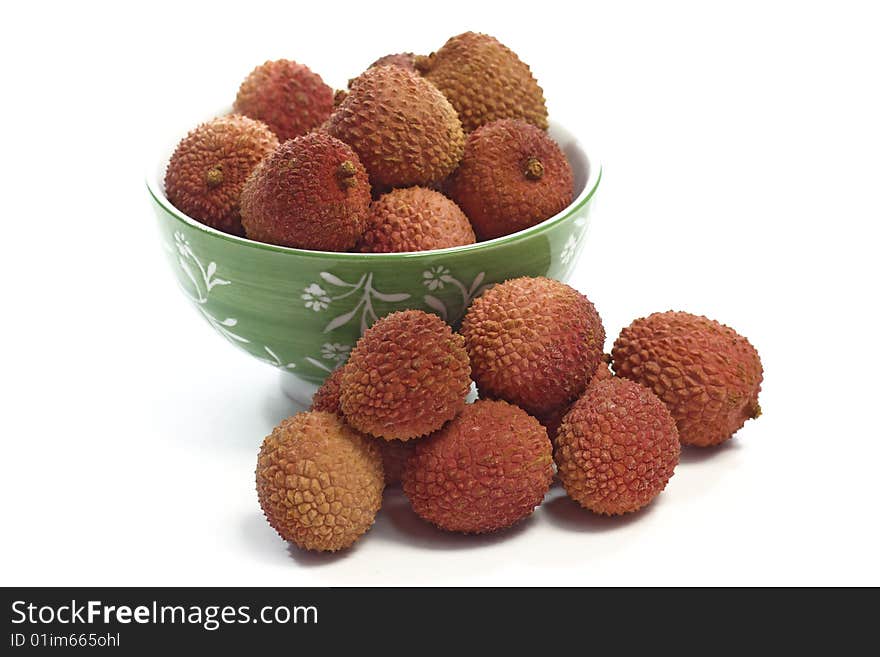 Closeup of fresh litchis - shot in studio. Closeup of fresh litchis - shot in studio