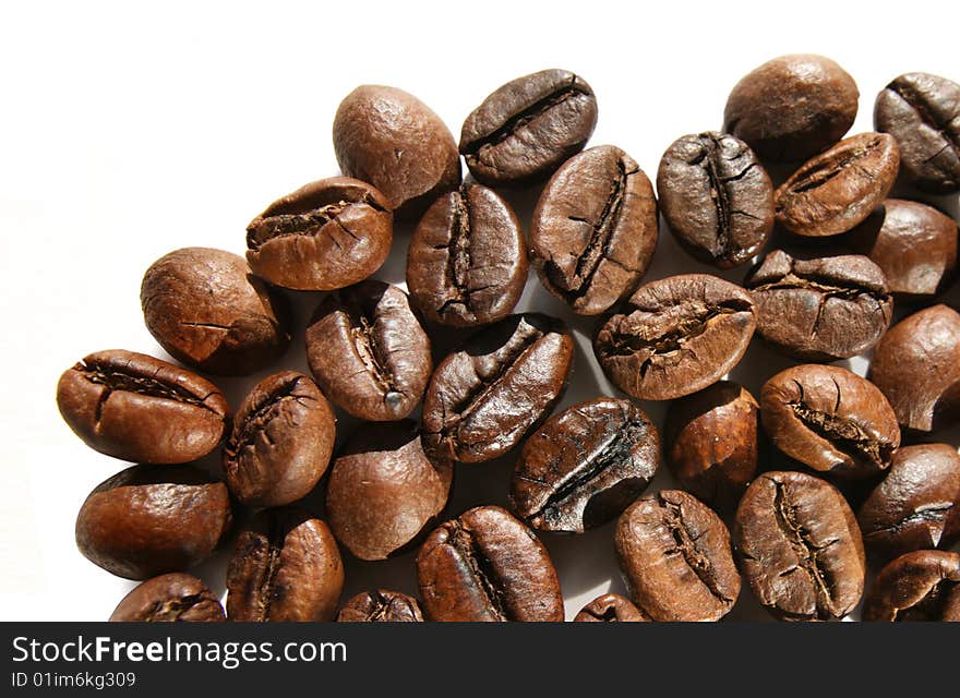 Coffee beans in white background