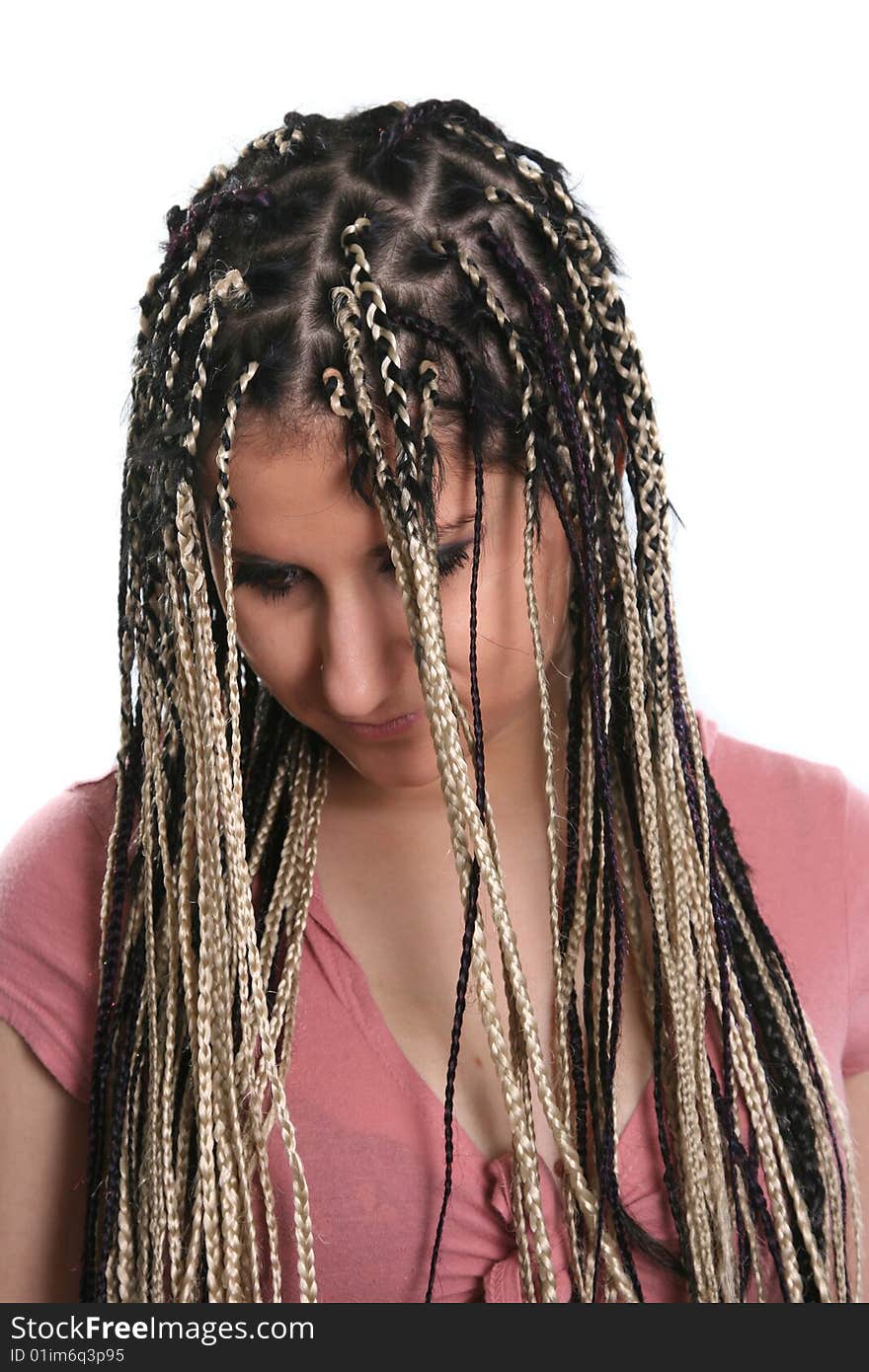 The nice girl with an ethnic dreadlocks hairdress