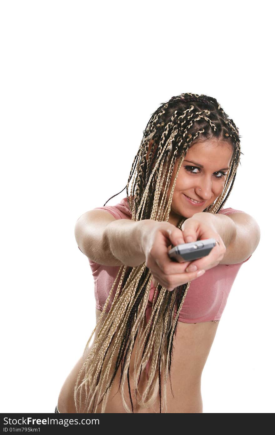 The nice girl with an ethnic dreadlocks hairdress. The nice girl with an ethnic dreadlocks hairdress