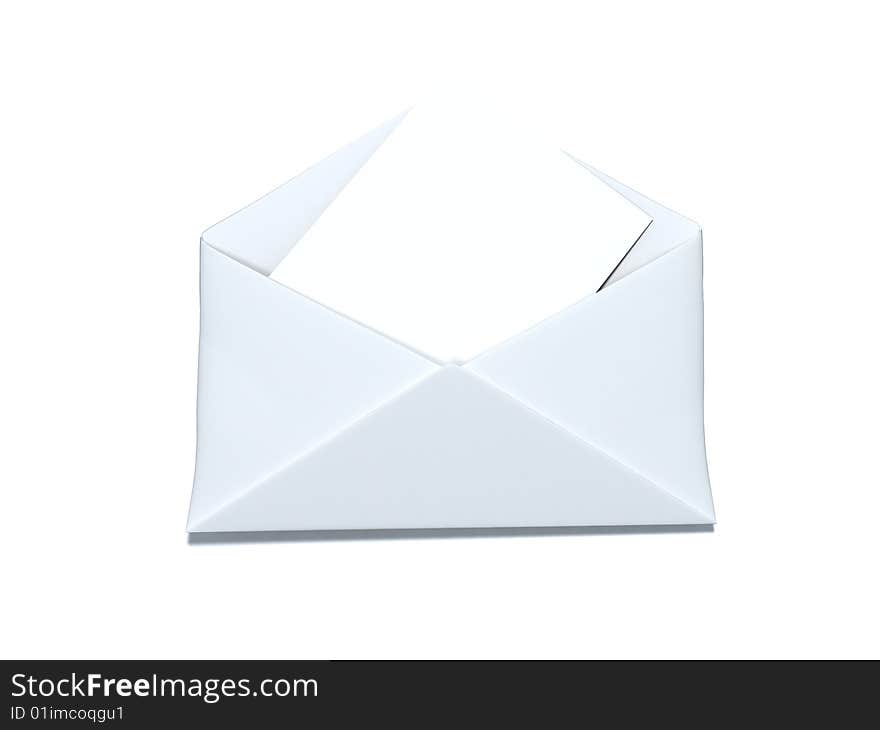 White open envelope with empty sheet of paper. White open envelope with empty sheet of paper