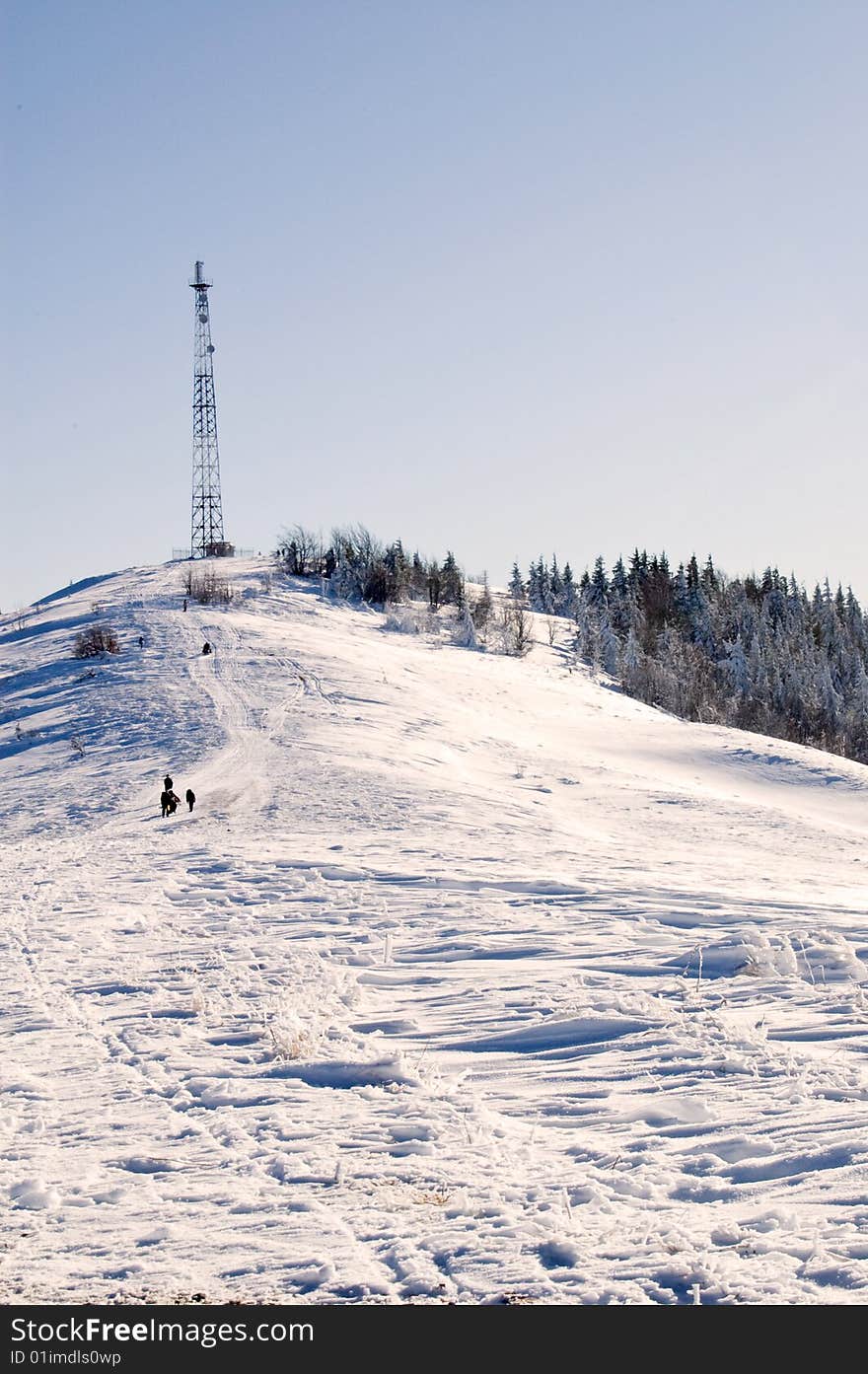 Winter walk to a watch tower