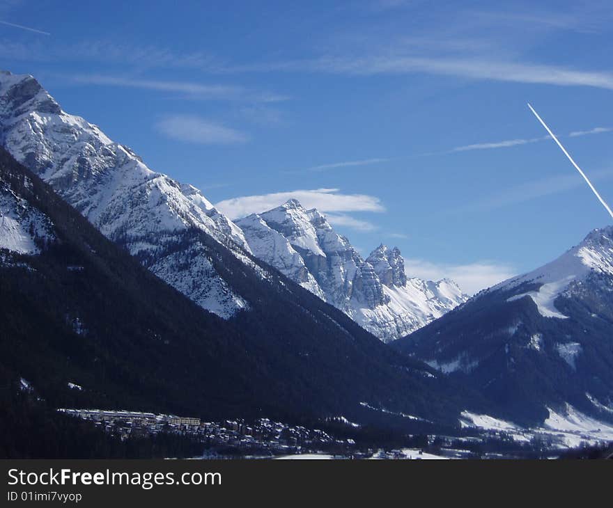 High mountains and blue sky