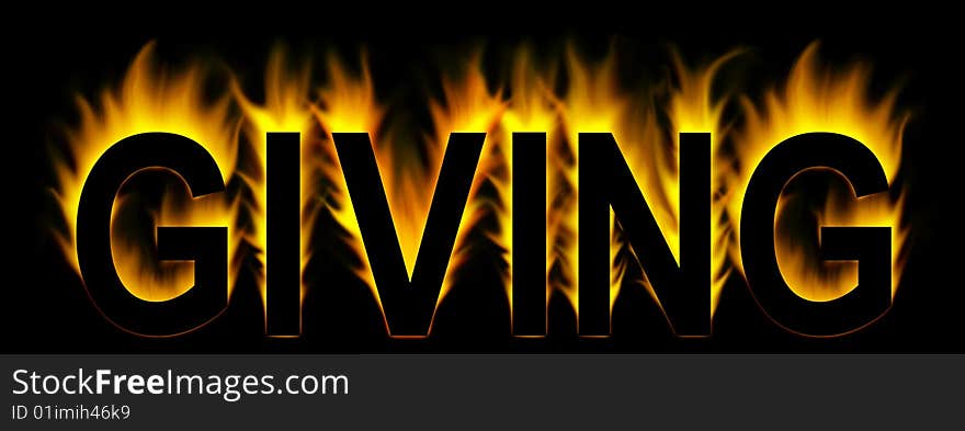 Giving word in fire background