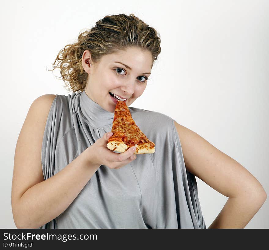 Girl Eating Pizza Slice