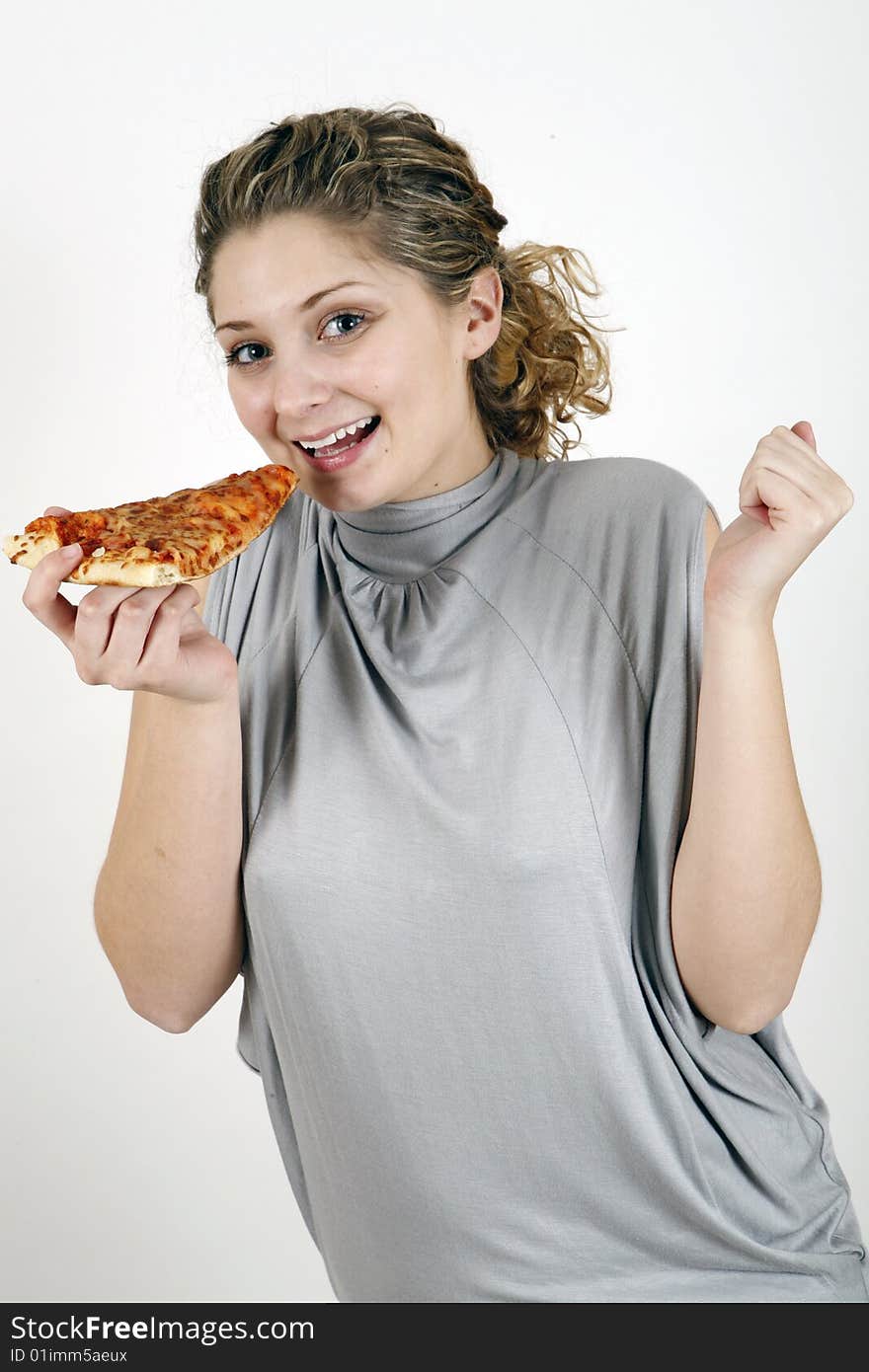 Girl Eating Pizza Slice