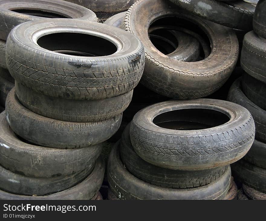 Background of old tires stacked. Background of old tires stacked