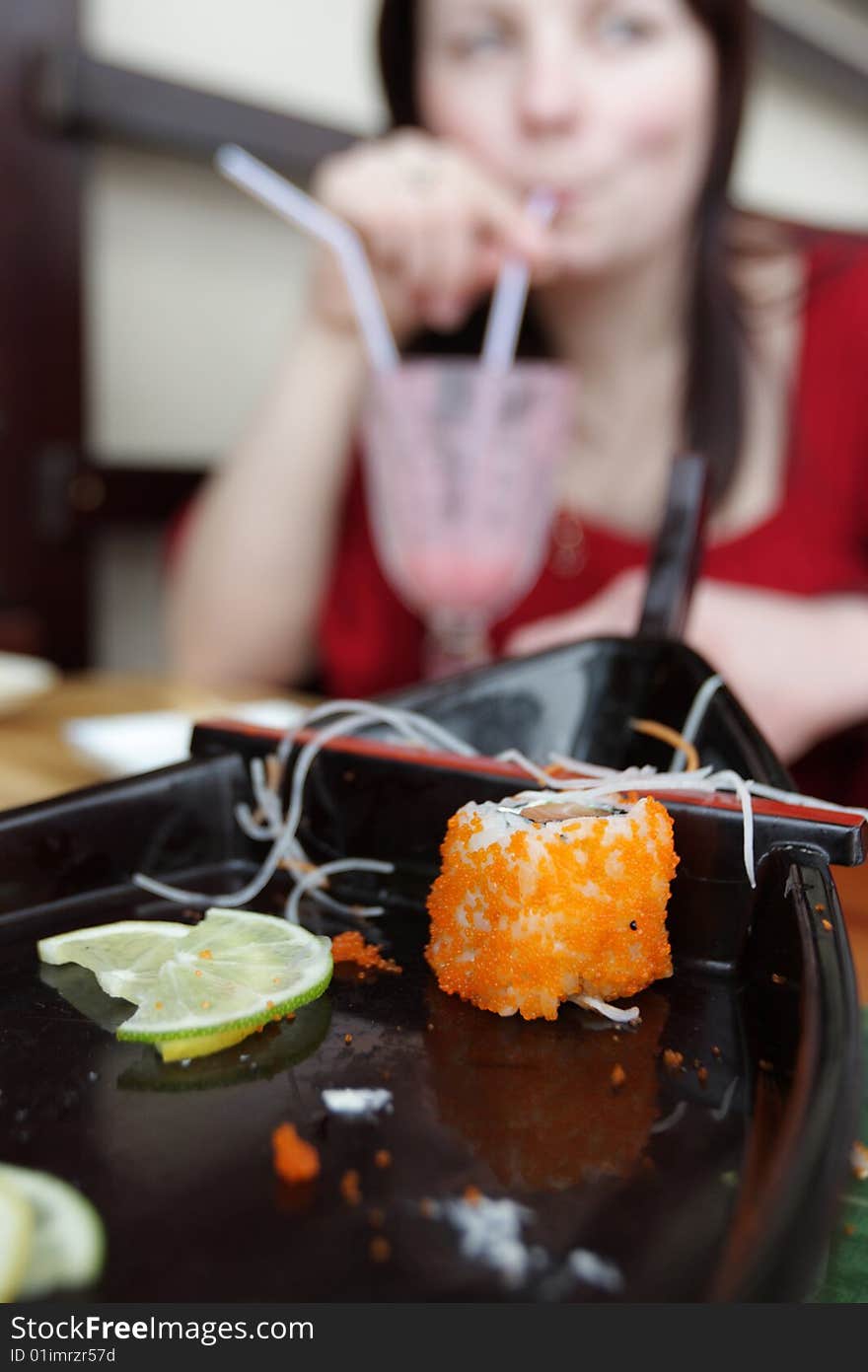 The food debris in a japanese restaurant