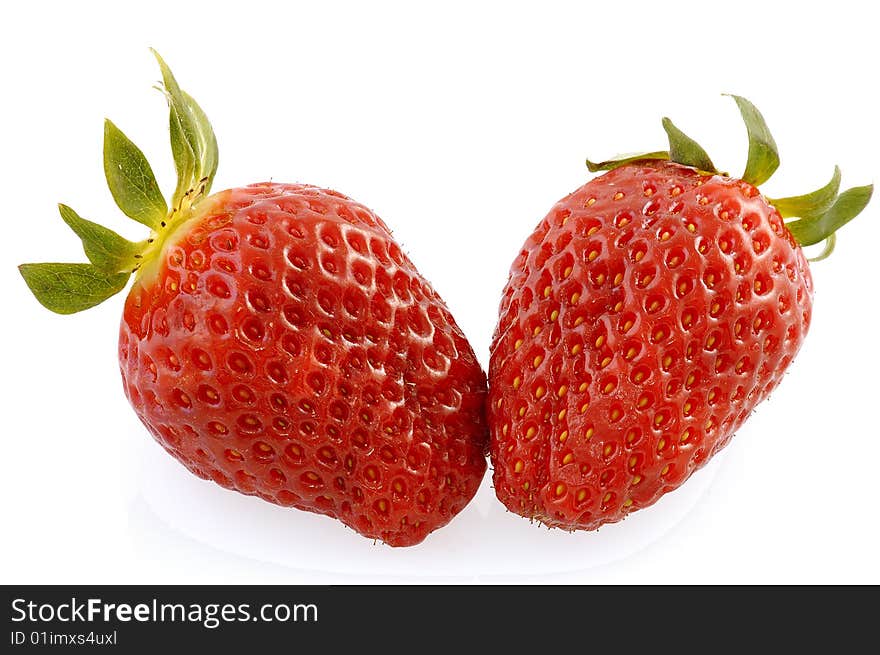 Close-Up at strawberries isolated on the white background