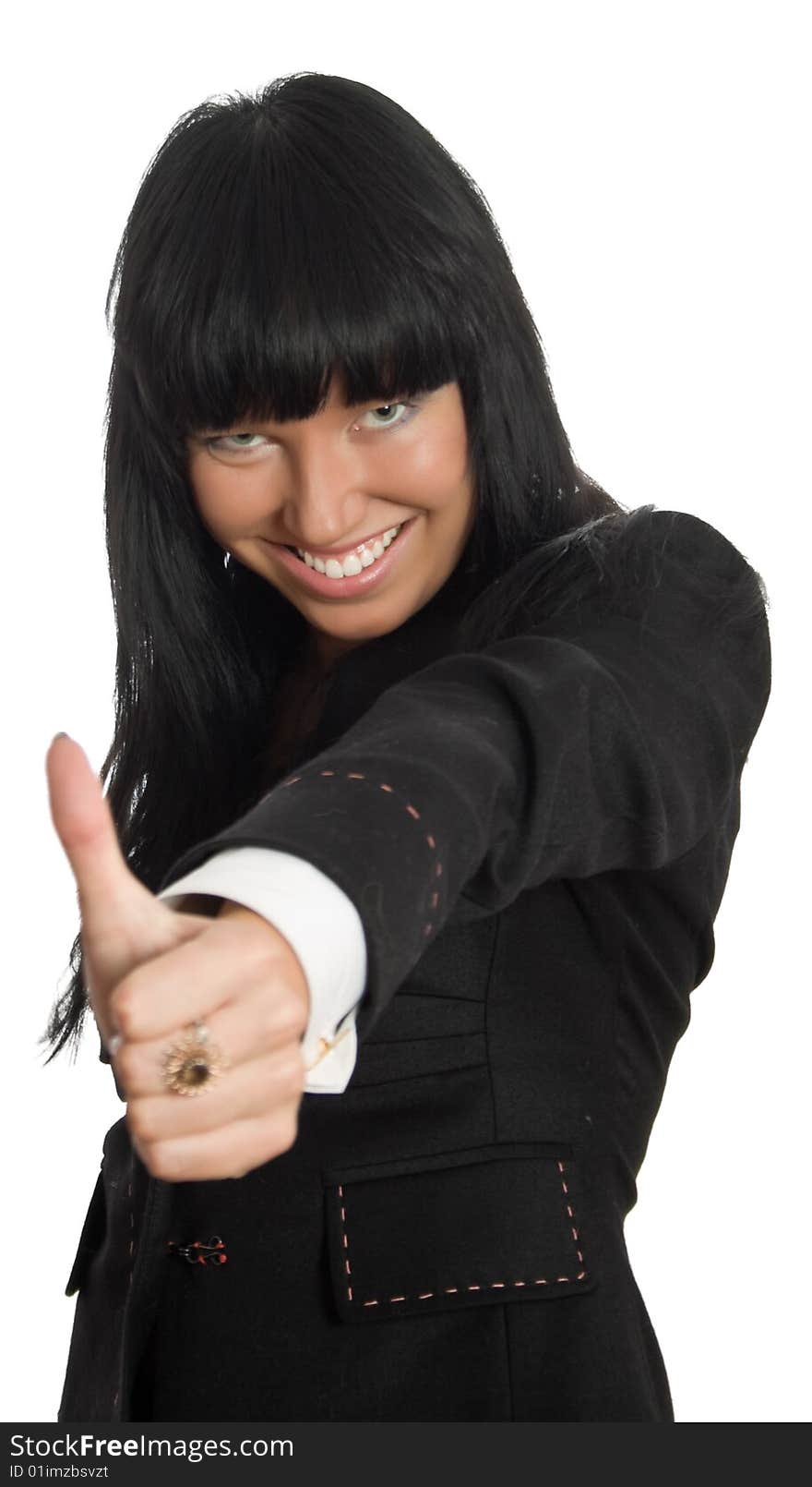 Businesswoman show thumb up sign