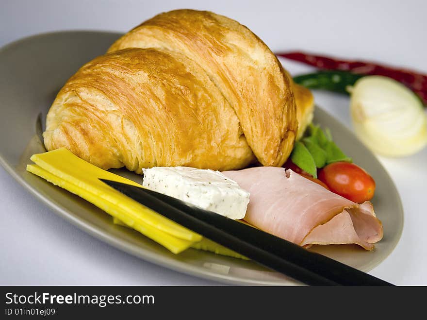 Croissant with Ham and Cheese