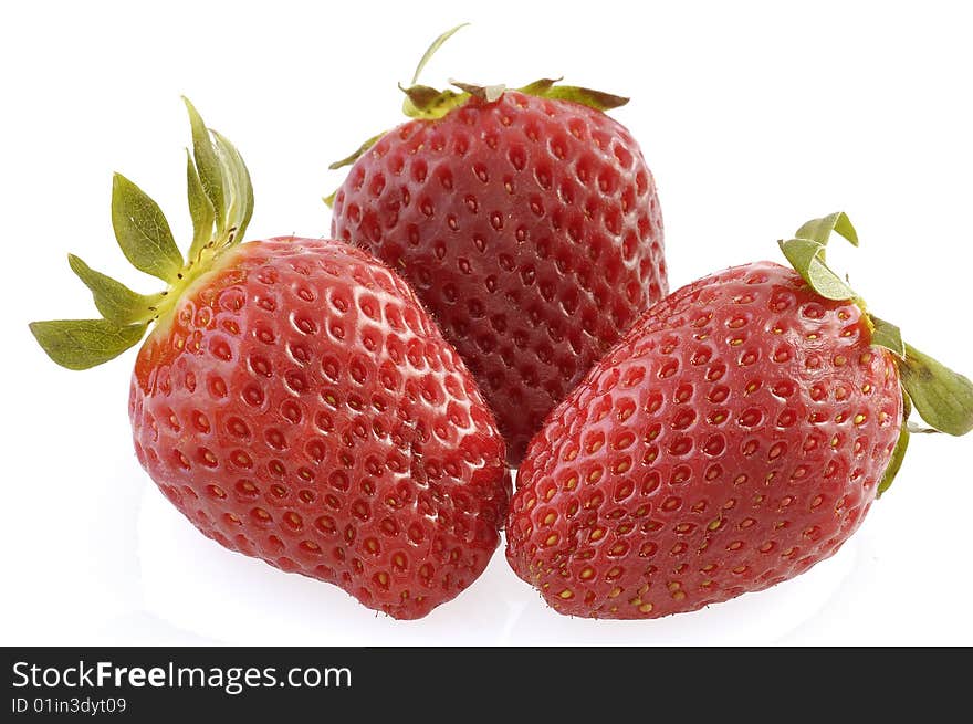 Close-Up at strawberries isolated on the white background