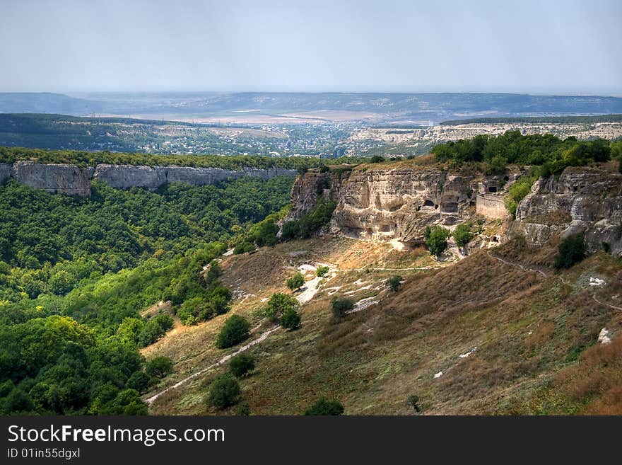 Cufut Qale cave city (historic fortress in Crimea, near Bakhchisaray)