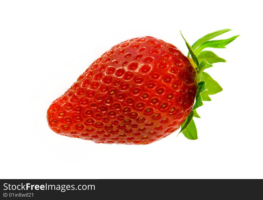 One large and red sweet strawberry. isolated. One large and red sweet strawberry. isolated