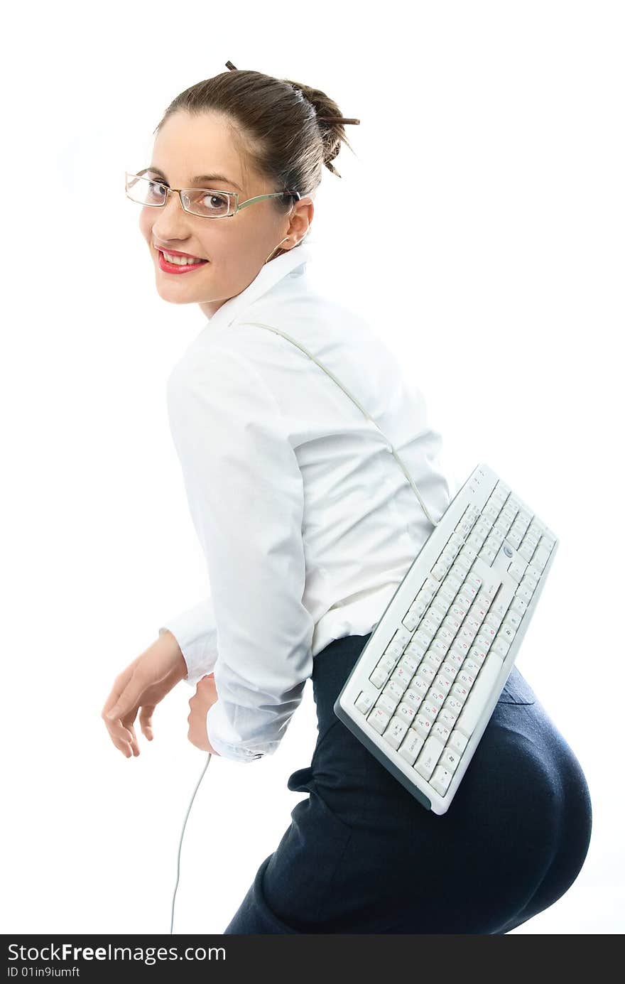 Businesswoman With A Keyboard