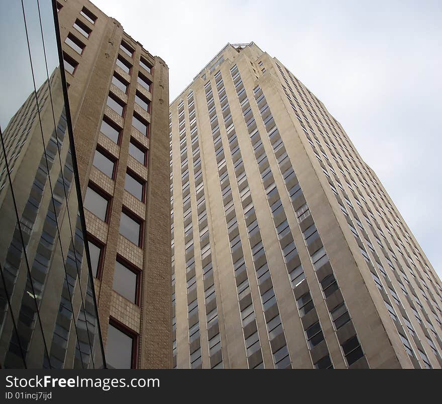 Two buildings in the city. Two buildings in the city