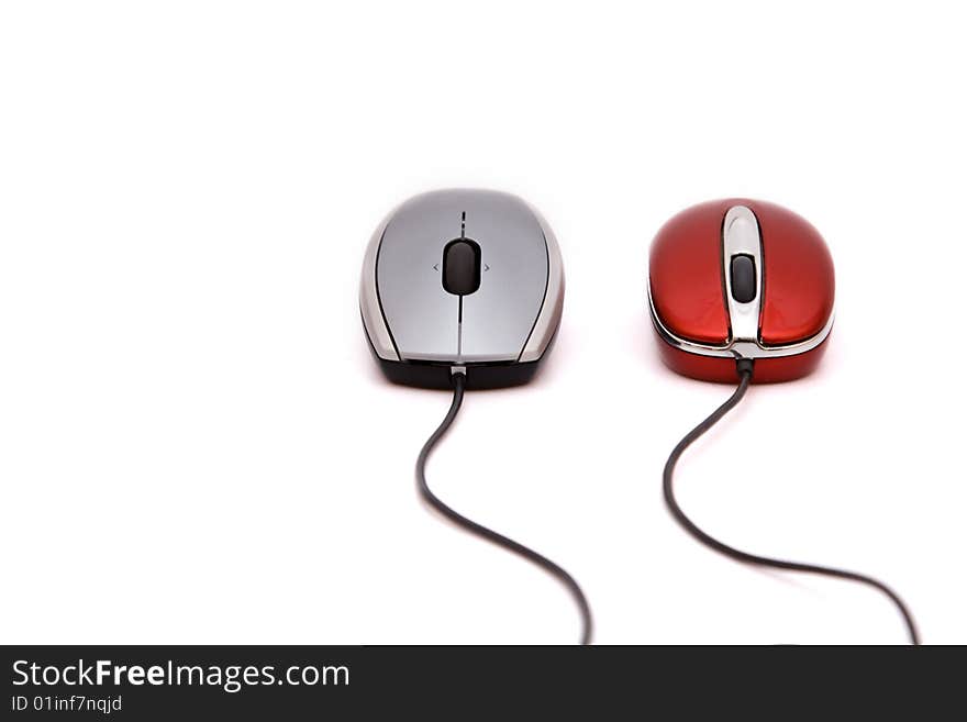 Two computer mouses