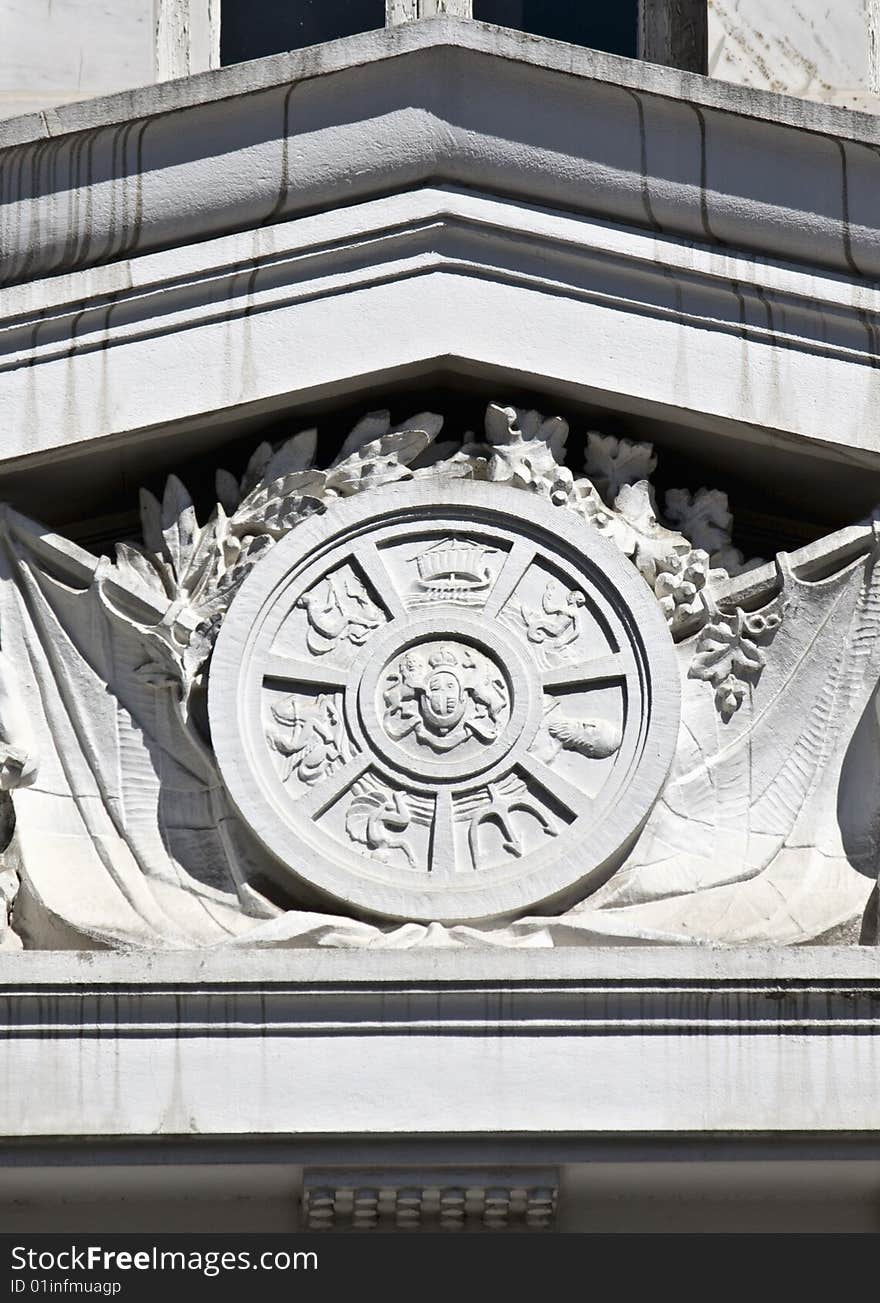 Marble relief detail from a classic building in Greece