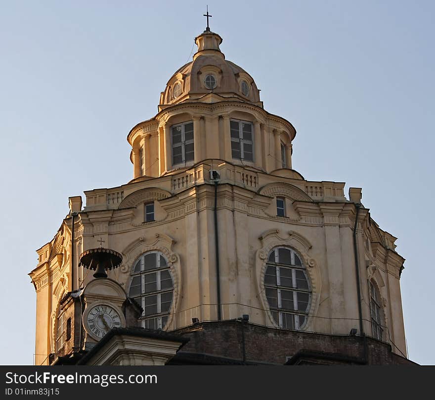 The dome of the San Lorenzo church in Turin. The dome of the San Lorenzo church in Turin