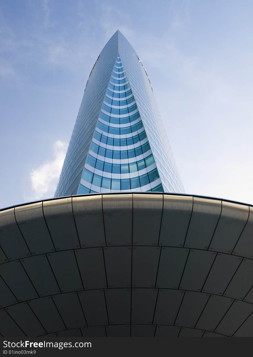 La Defense, France, Europe,  2009  -  An upward view of a beautiful modern skyscraper in the business district of La Defense in Paris. La Defense, France, Europe,  2009  -  An upward view of a beautiful modern skyscraper in the business district of La Defense in Paris.