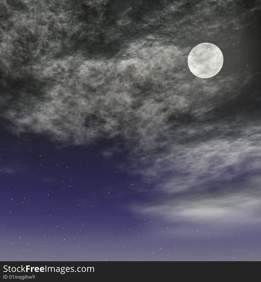 Moon night with cloud covered