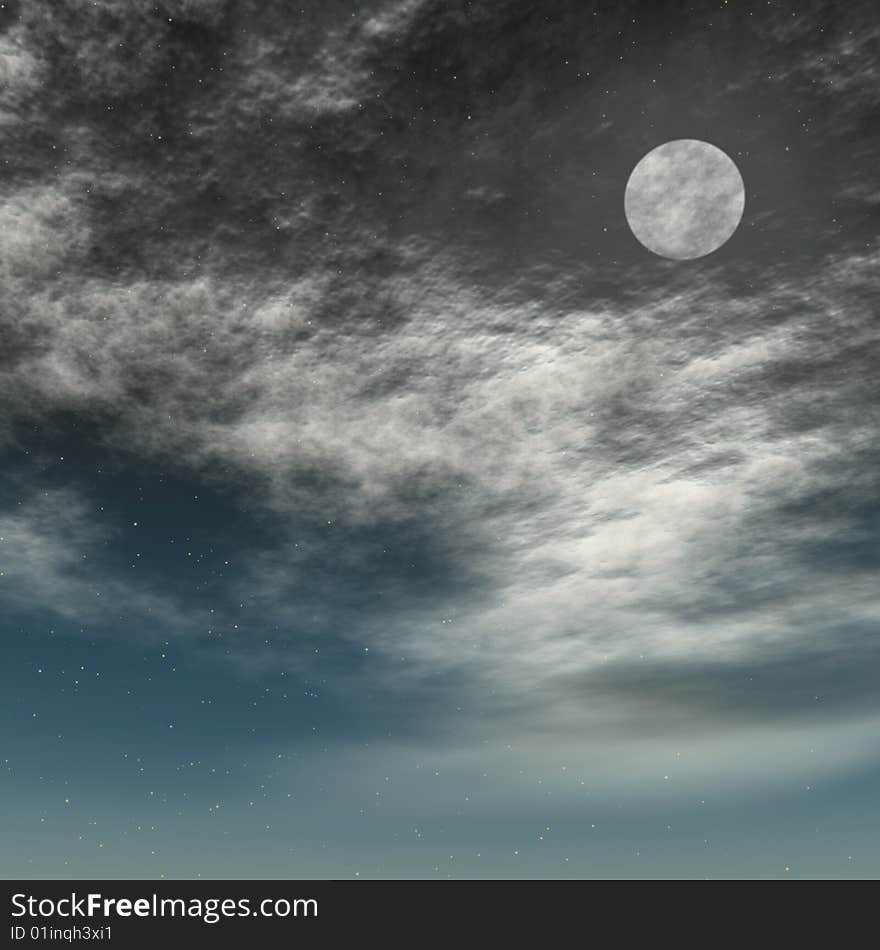 Moon night with cloud covered