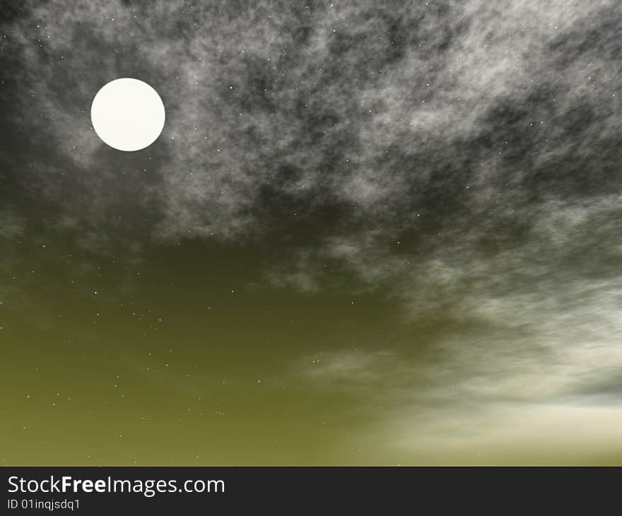 Moon night with cloud covered