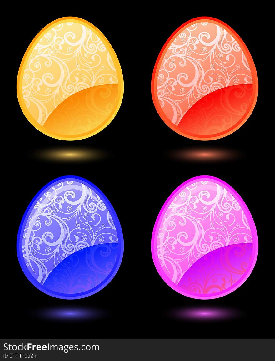 Set Of Vector Stylized Eggs