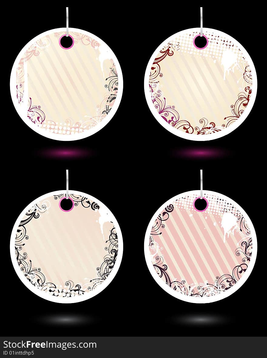 Set of vector pink grunge labels. Set of vector pink grunge labels