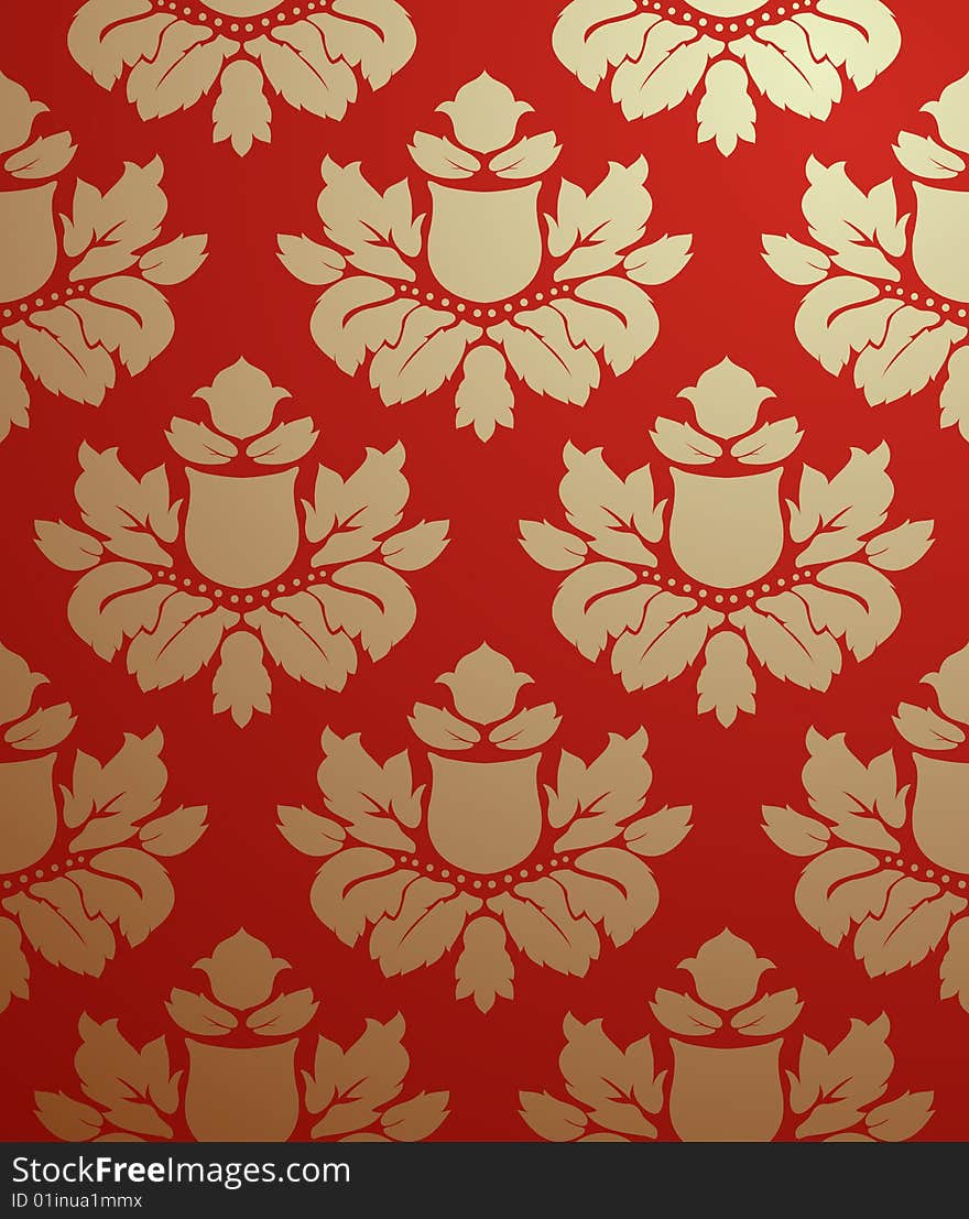 Vector seamless gold and red pattern. Vector seamless gold and red pattern