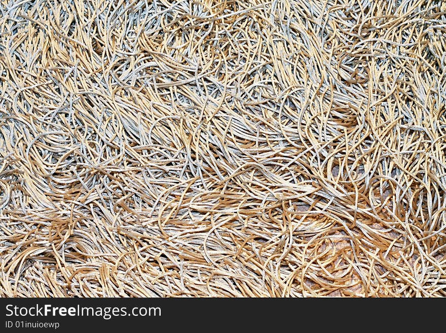 Close up shot of spaghetti carpet material