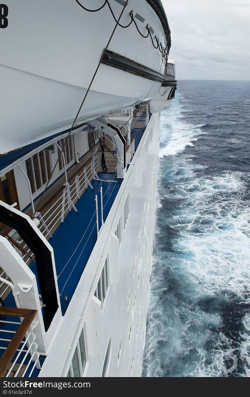 South Pacific cruise.....Looking out the port side at lifeboats and ocean