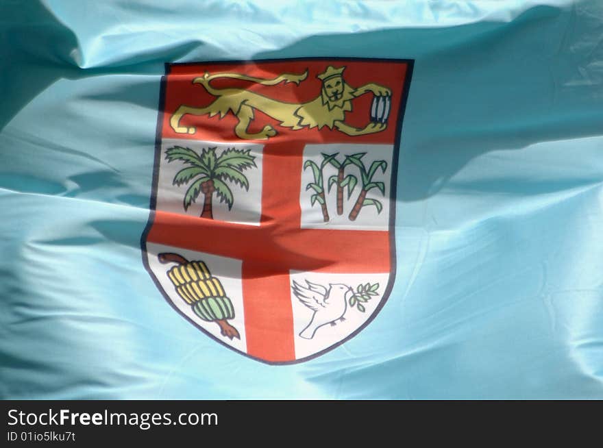 Closeup of the Fijian flag