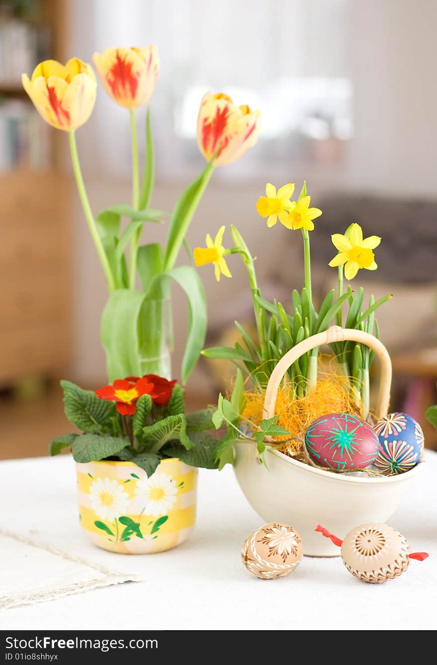 Traditional Easter Eggs with Flowers. Traditional Easter Eggs with Flowers