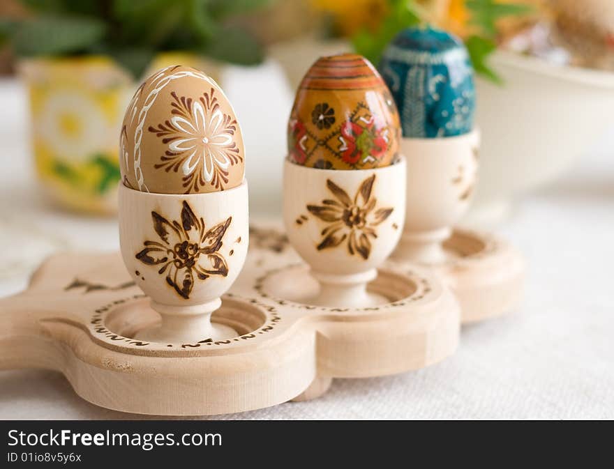 Traditional Easter Eggs Decoration Setting. Traditional Easter Eggs Decoration Setting