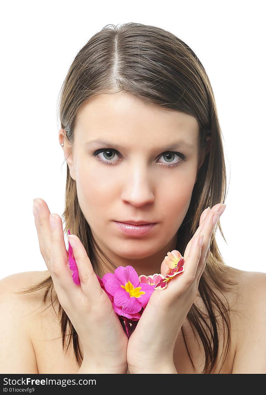 Women with flower in spa