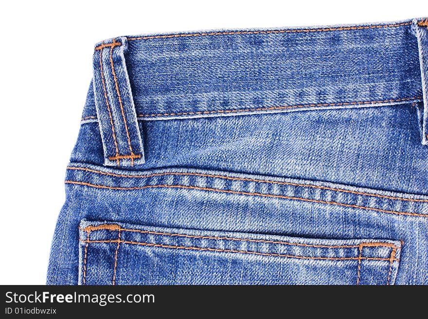 Blue Jeans with Seams isolated on white. Blue Jeans with Seams isolated on white