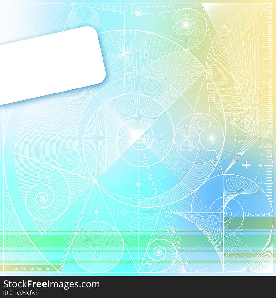 Computer generated abstract background with geometrical elements and blank square. Computer generated abstract background with geometrical elements and blank square.