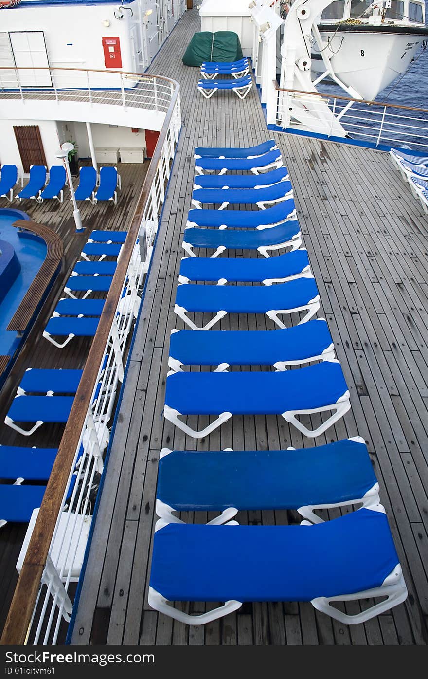 Blue deck chairs