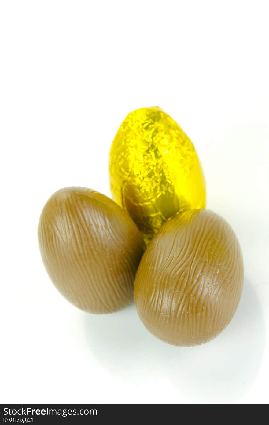 Chocolate easter eggs isolated against a white background