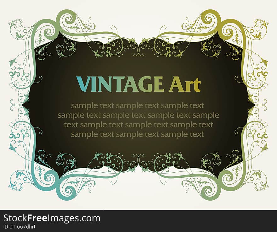 Vector vintage template frame In flower style